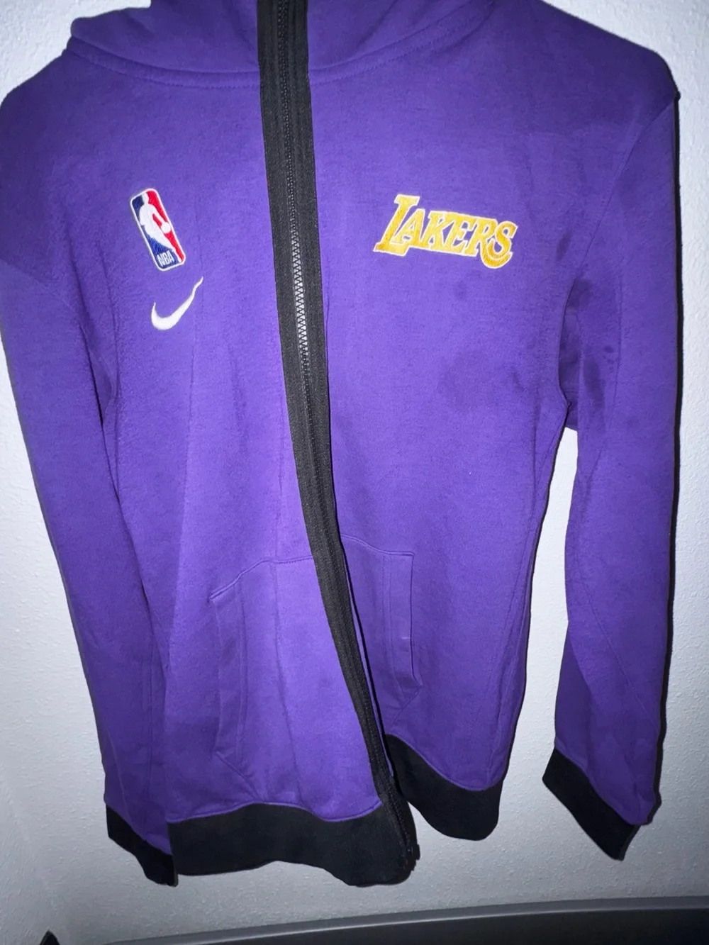 Nike Purple Los Angeles Lakers Zip Hoodie with Yellow Logo